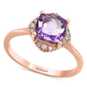 EFFY Amethyst & Diamond ring in 14k Rose Gold